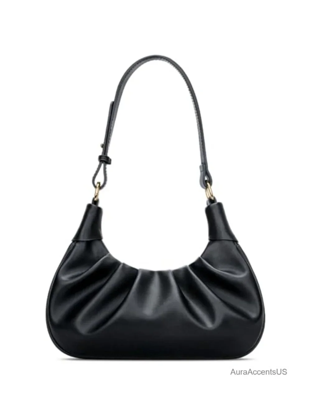 Faux Leather Crescent Hobo Bag with Magnetic Snap Closure